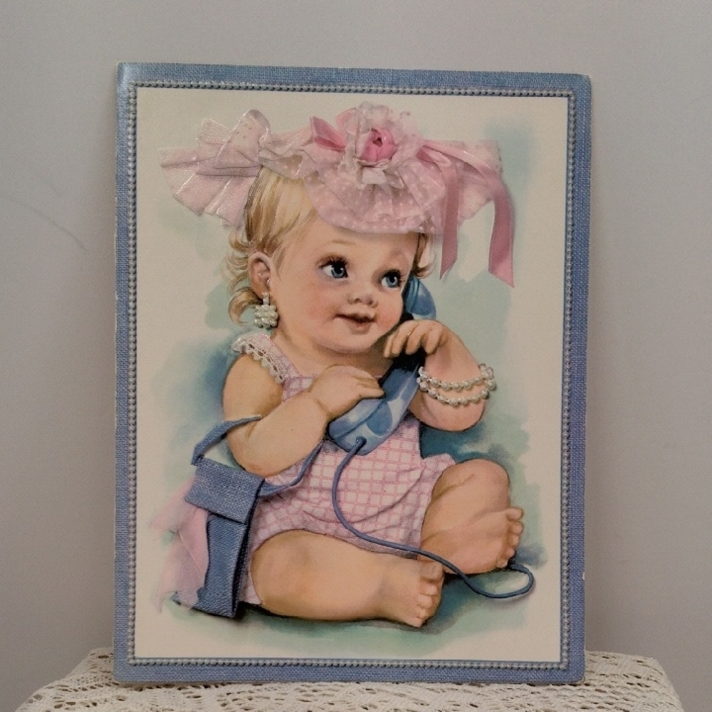 Charming Baby Art Print with Pink and Blue Accents